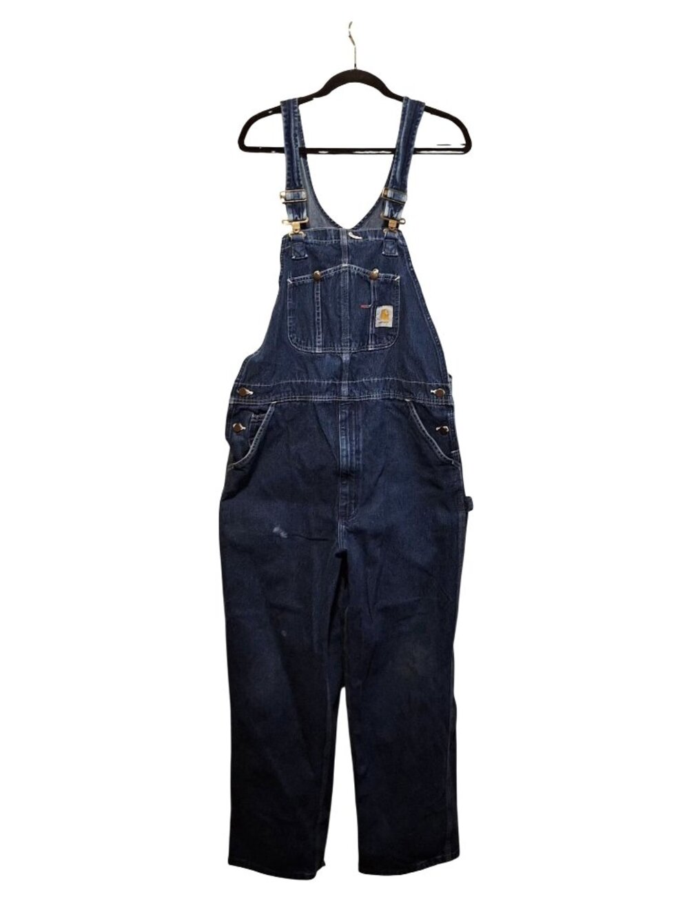 Carhartt Denim Overalls 38x32 Mens Blue Workwear Adjustable Straps Multi-Pocket